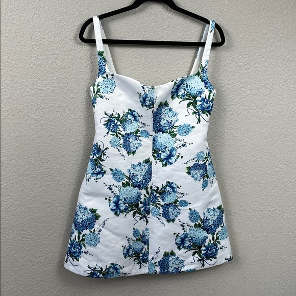 New Emilia Wickstead Thoni Floral Mini Dress White Blue Sz 8 - Picture 6 of 16